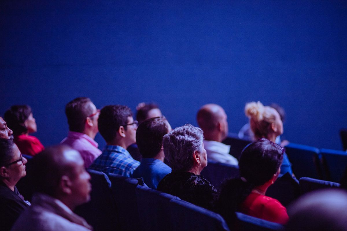 The congregation seated and listening during a service