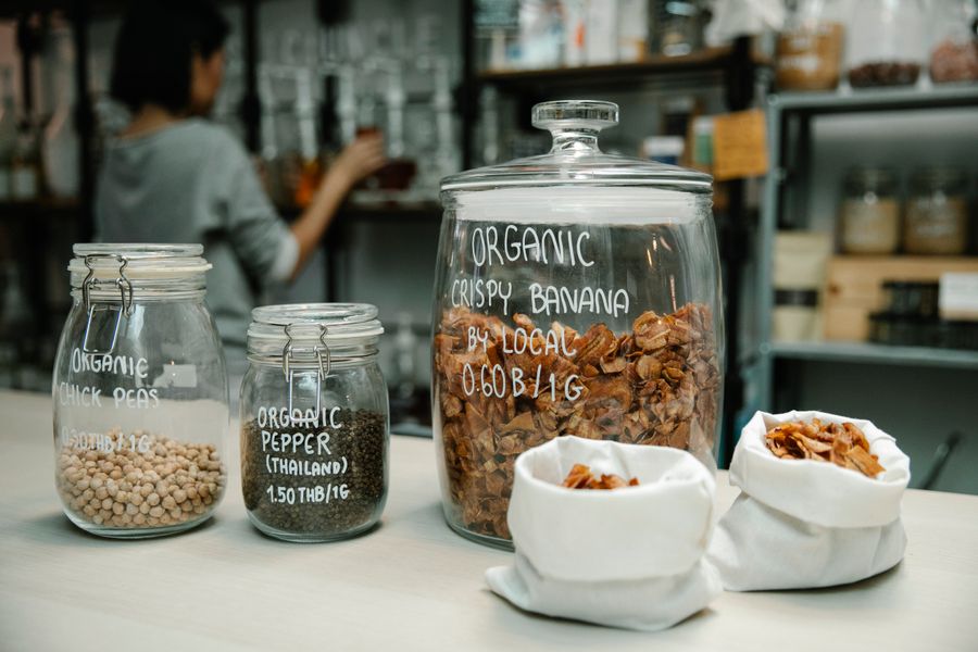 Pantry jars on a counter